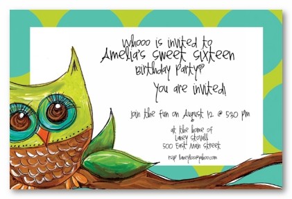 Hoot Owl Personalized Party Invitations