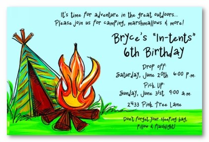 Campout Tent Personalized Party Invitations