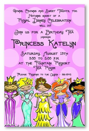 Princess Theme Personalized Party Invitations