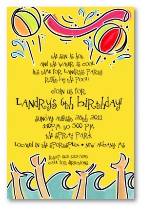 Summer Splash Pool Personalized Party Invitations