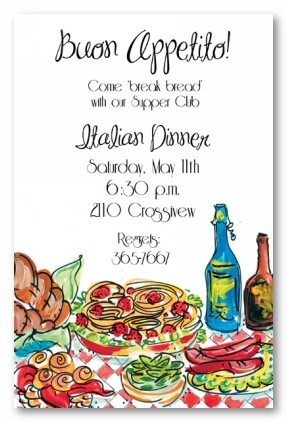 Italian Dinner Personalized Party Invitations