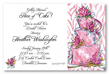 Pink Flowery Cake Personalized Party Invitations