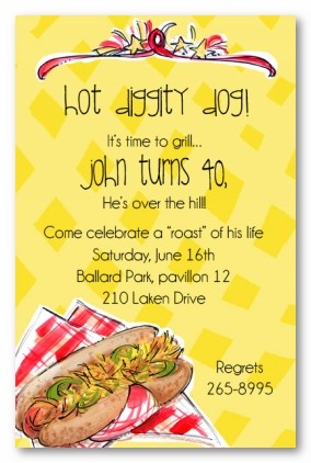 Hot Dog Personalized Party Invitations