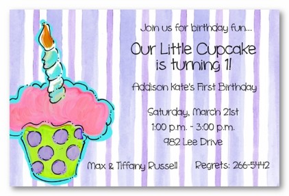 Pink and Purple Cupcake Personalized Party Invitations