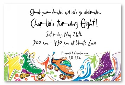 Skate Party Personalized Party Invitations