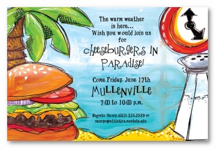 Cheeseburger In Paradise Personalized Party Invitations