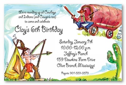 Cowboys and Indians Personalized Party Invitations