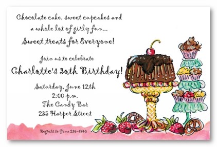 Cake Strawberries and Cupcakes Personalized Party Invitations