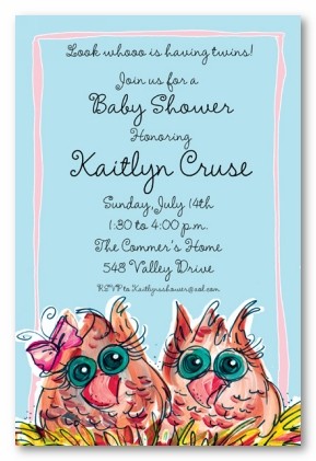 Baby Owls Personalized Party Invitations