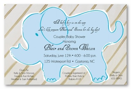 Baby Boy Elephant Personalized Party Invitations