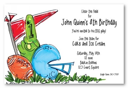 Football and Flag Personalized Party Invitations