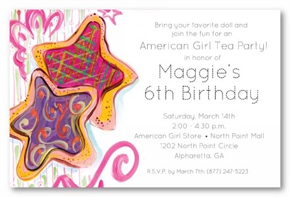 Pink and Purple Cookies American Girl Personalized Party Invitations