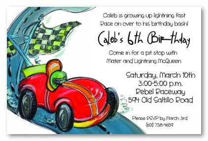 Race Car and Finish Line Personalized Party Invitations