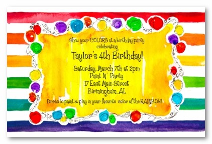 Rainbow Party Personalized Party Invitations