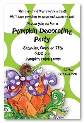 Harlequin Pumpkin Personalized Party Invitations