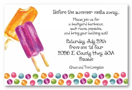 Popsicles Personalized Party Invitations