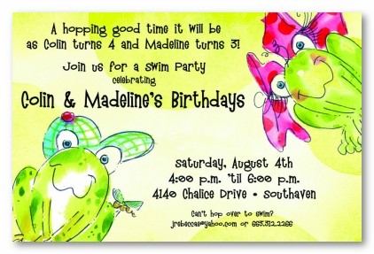 Boy and Girl Frog Personalized Party Invitations