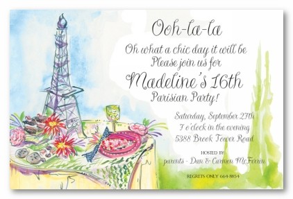 Paris Theme Personalized Party Invitations