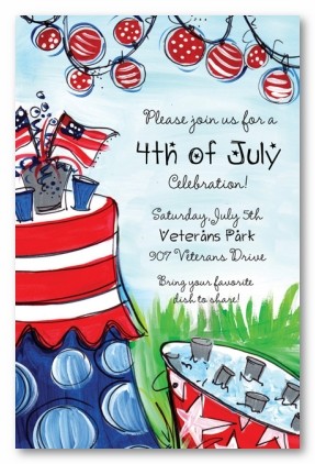 Fourth of July Stars and Stripes Theme Personalized Party Invitations