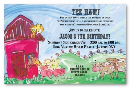 Barnyard Scene Personalized Party Invitations