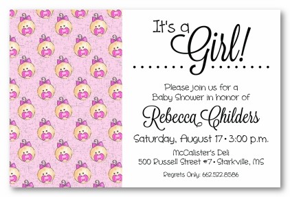 Baby Girl Dots Personalized Party Invitations