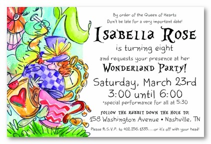 Wonderland Theme Personalized Party Invitations
