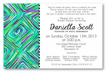 Aqua Swirls Personalized Party Invitations