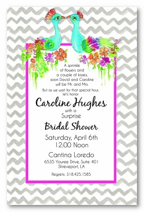 Two Peacocks with Grey Chevron Wedding Personalized Party Invitations