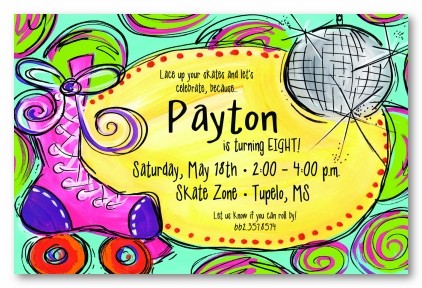 Funky Skate Party Personalized Party Invitations