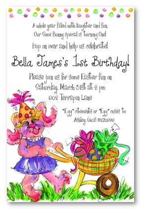 Girl Easter Bunny Personalized Party Invitations