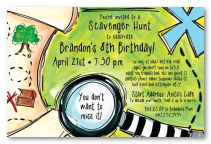 Scavenger Hunt Personalized Party Invitations