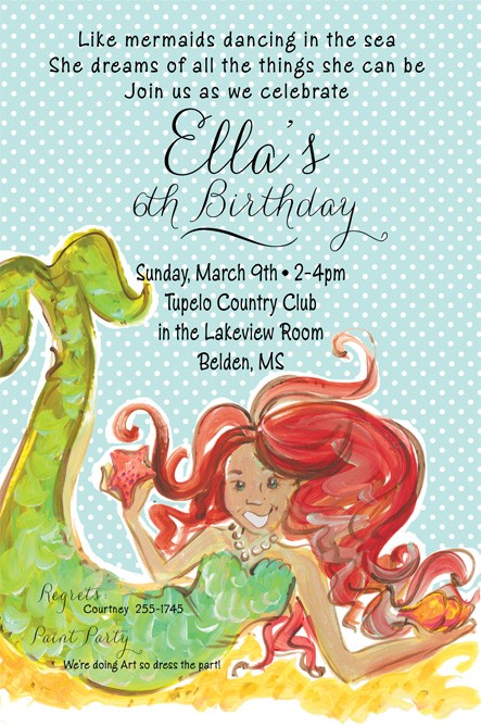 Miranda Mermaid Personalized Party Invitations