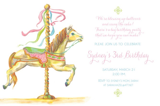 Carousel Horse Personalized Party Invitations