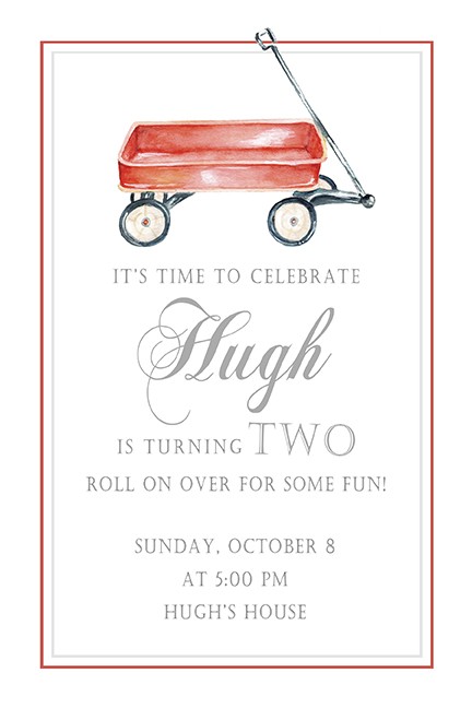 Red Wagon Personalized Party Invitations