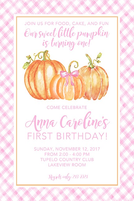 Baby Girl Pumpkins Personalized Party Invitations