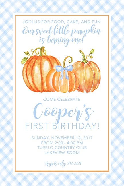 Baby Boy Pumpkins Personalized Party Invitations