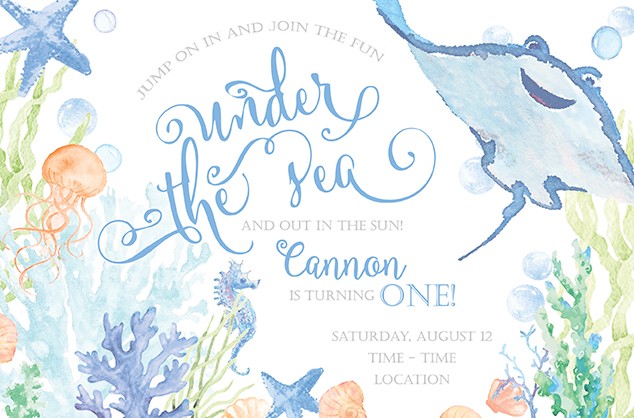 Boy Under the Sea Personalized Party Invitations