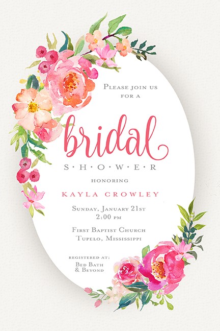 Pink Floral Bridal Personalized Party Invitations