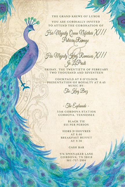 Peacock Bridal Personalized Party Invitations