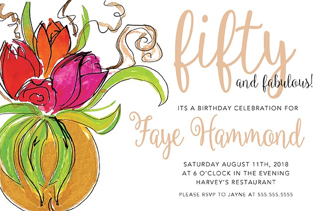 Floral Arrangement Personalized Party Invitations