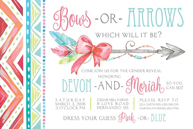 Bows or Arrows Personalized Party Invitations