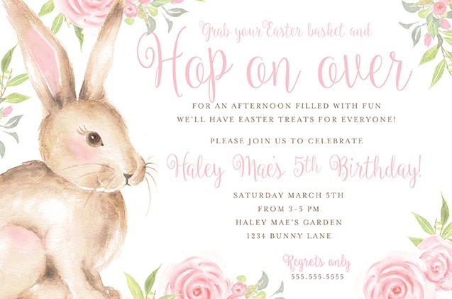 Easter Bunny Hop Personalized Party Invitations