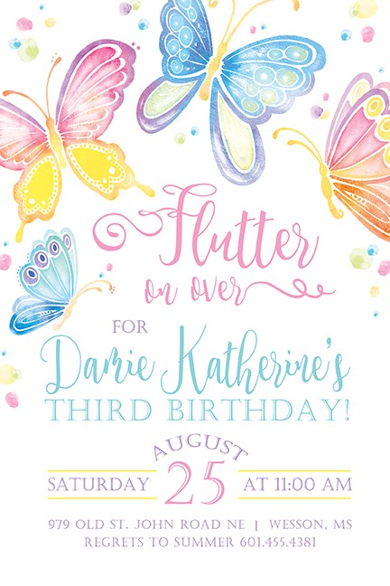 Butterfly Personalized Party Invitations