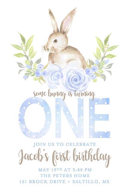 Some Bunny is 1 Boy Personalized Party Invitations