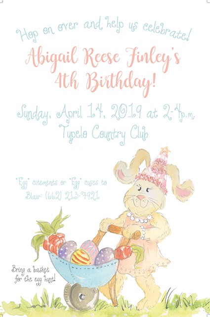 Pastel Birthday Bunny Personalized Party Invitations