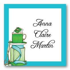 Turquoise Ring and Teacup Personalized 3x3 Calling Cards