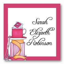 Pink Ring and Teacup Personalized 3x3 Stickers