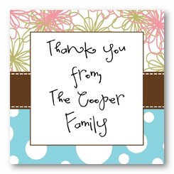 Flower and Dot Border Personalized 3x3 Stickers