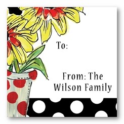 Sunflower Dot Pot Personalized 3x3 Stickers