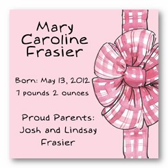 Baby Girl Bow Personalized 3x3 Calling Cards